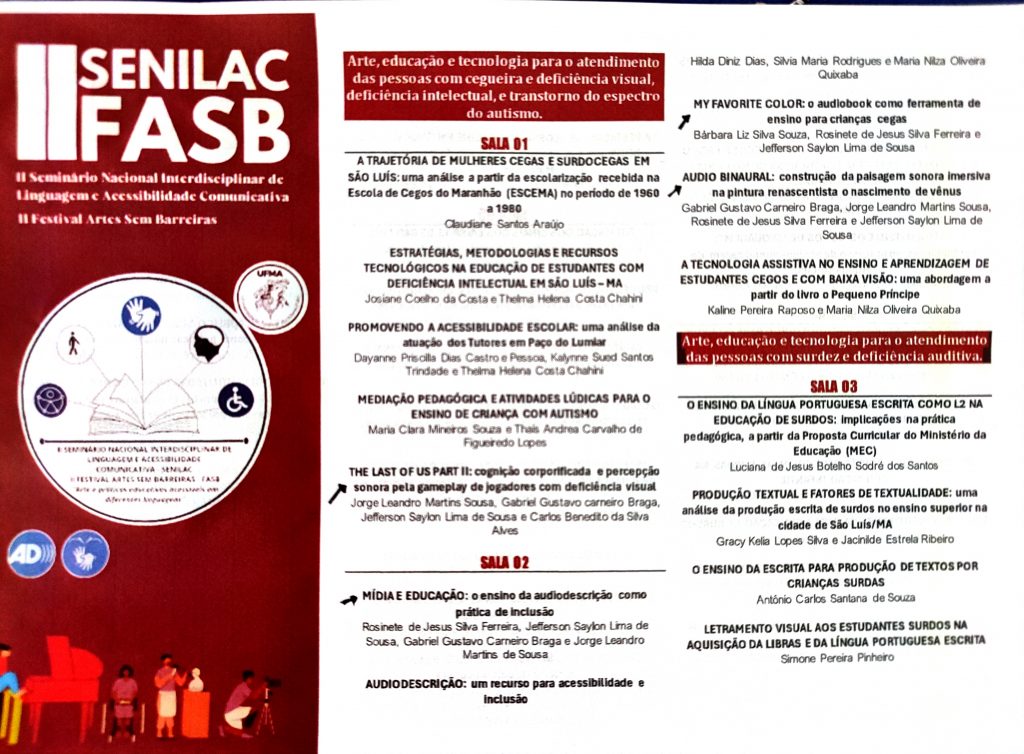 Poster com a programação do II SENILAC onde se encontram os trabalhos inscritos do OMULTI